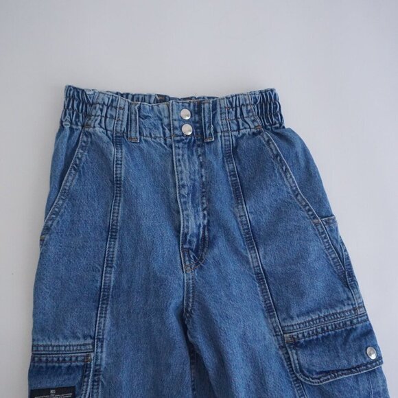 Urban Outfitters BDG Mid Wash Blaine Cargo Elastic Waist Relax Tapered Jeans 25 - Picture 7 of 13